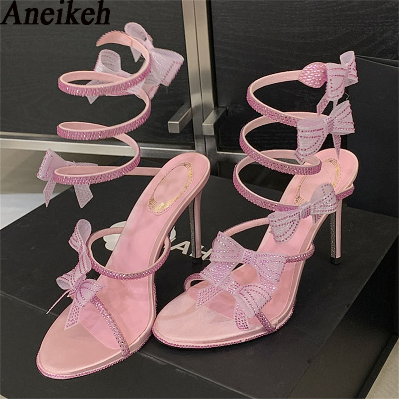 Women'S Fashion Underwear - Aneikeh Elegant Pink Wedding Shoes CRYSTAL