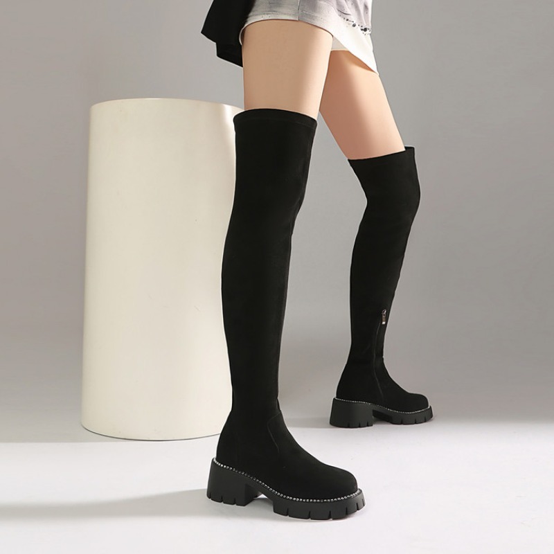 Women Fashion Over 40 - Womens Fashion Genuine Leather Velvet Thigh