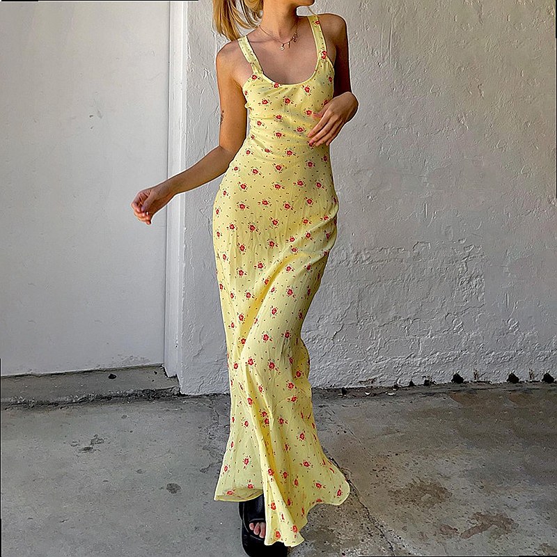 French Floral Print Long Maxi  - Maxi Dress Boho recension och pris