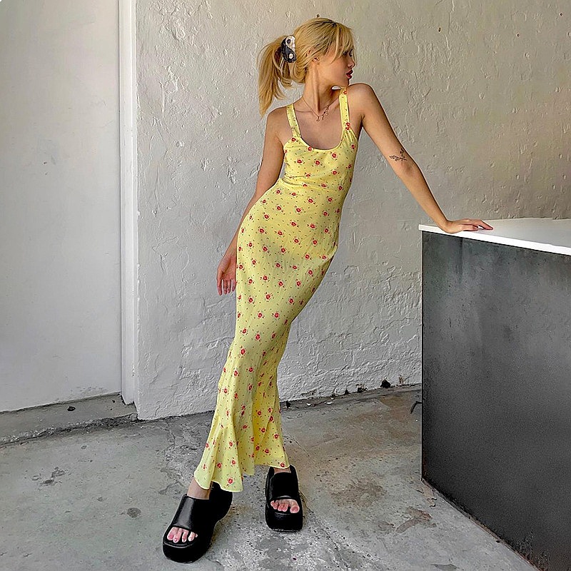 French Floral Print Long Maxi  - Maxi Dress Boho recension och pris