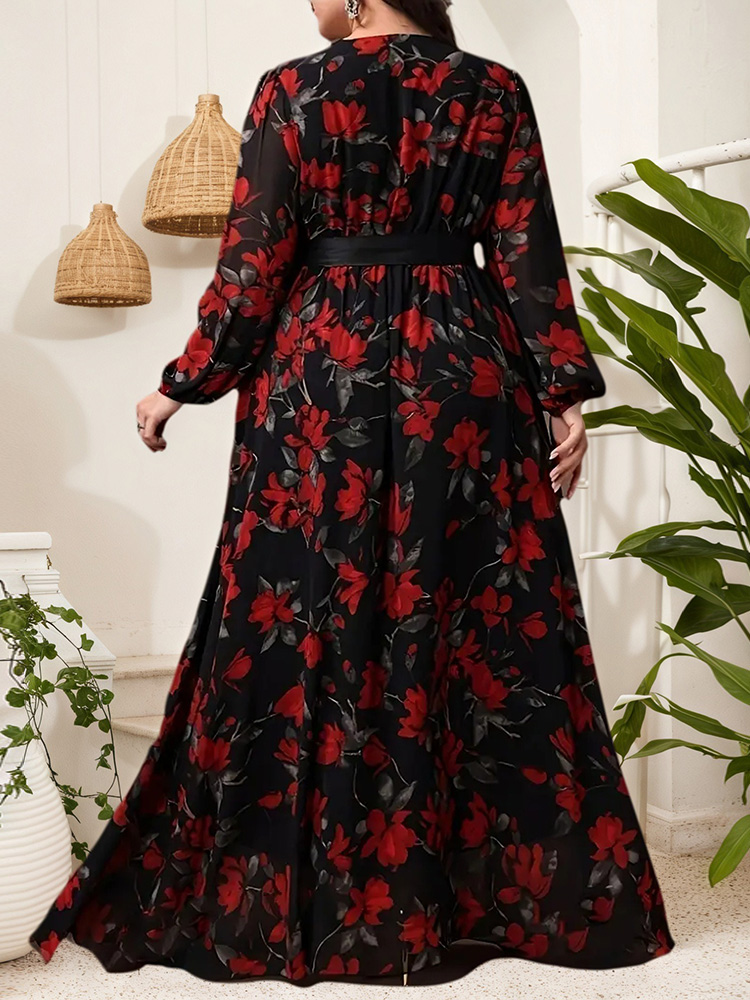 GIBSIE Plus Size Floral Print  - Maxi Dress Boho recension och pris