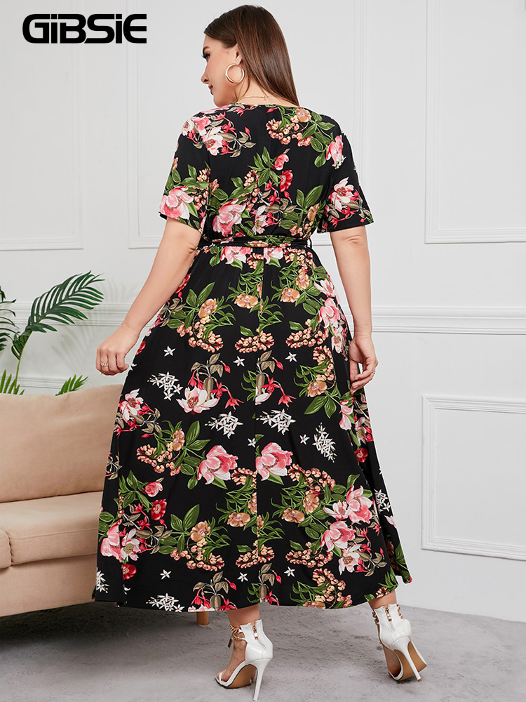 GIBSIE Plus Size V Neck Floral - Maxi Dress Boho recension och pris