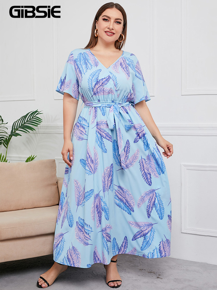 GIBSIE Plus Size V Neck Floral - Maxi Dress Boho recension och pris