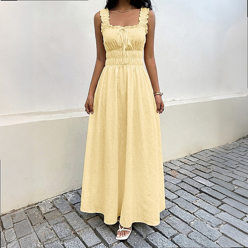 Summer Sleeveless Square Neck  - Maxi Dress Boho recension och pris