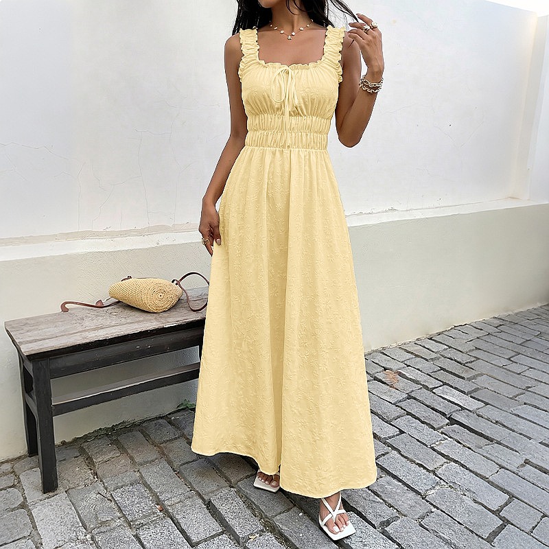 Summer Sleeveless Square Neck  - Maxi Dress Boho recension och pris