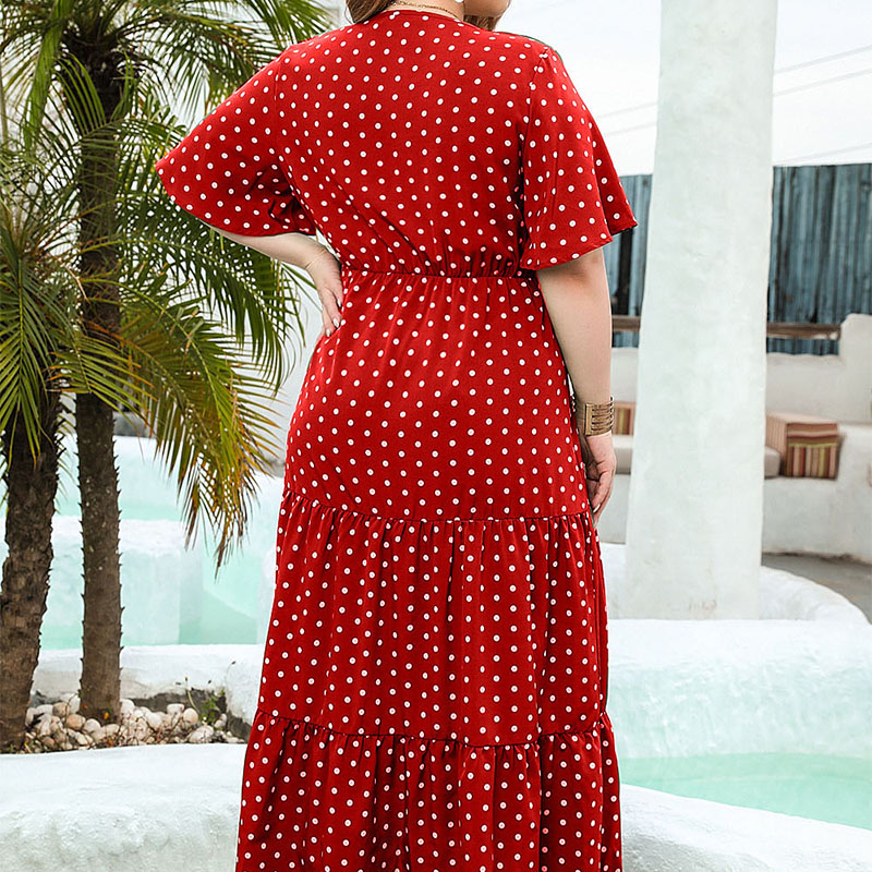 Boho Dot Printed V-Neck Women' - Maxi Dress Boho recension och pris