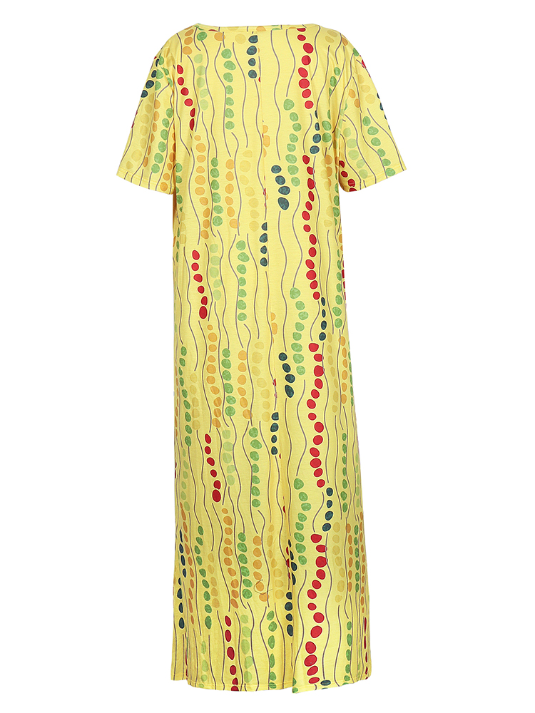 Plus Size Yellow Printed Midi  - Maxi Dress Boho recension och pris