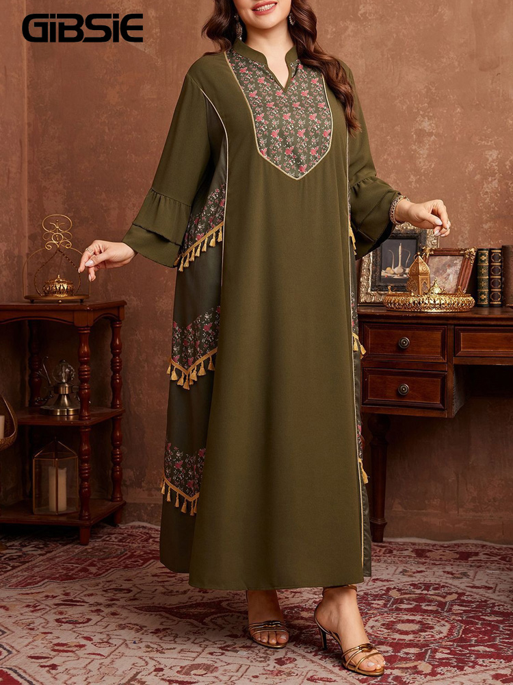 GIBSIE Plus Size Ethnic Style  - Maxi Dress Boho recension och pris