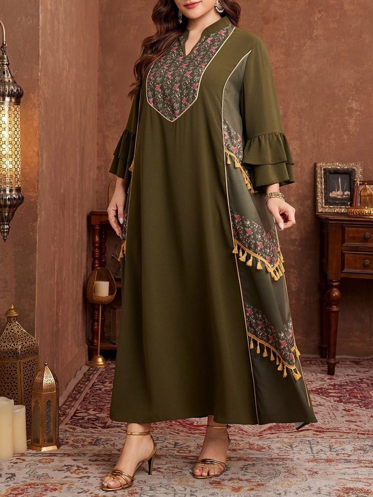 GIBSIE Plus Size Ethnic Style  - Maxi Dress Boho recension och pris